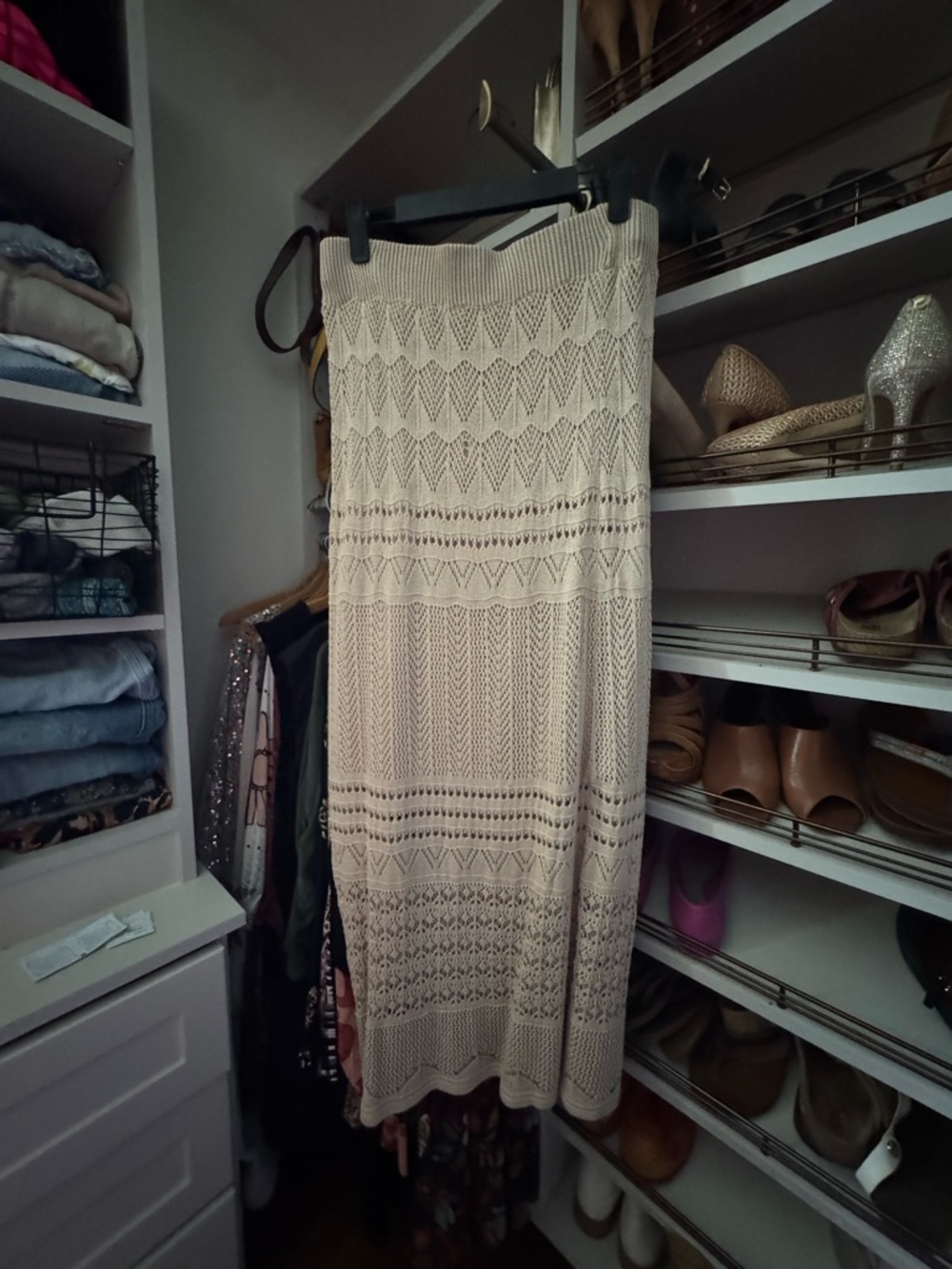 Skies Are Blue Cream Crochet Maxi Skirt